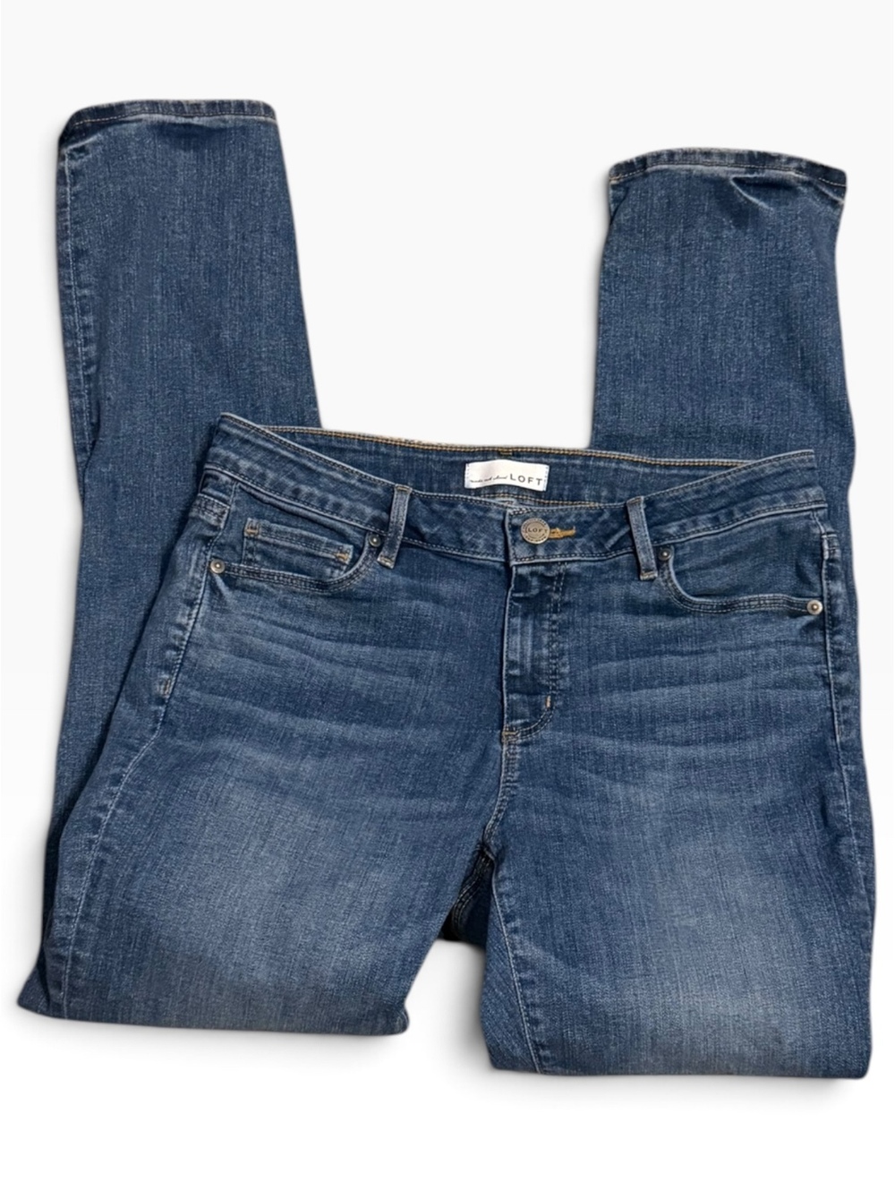 LOFT Curvy Straight Jeans in Blue Denim, Size 30/10